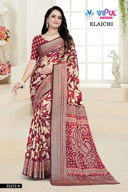 Elaichi 35272 A To D By Vipul Brasso Casual Wear Saree Wholesale Online
